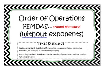 Preview of Order of Operations - Around the World Task Cards