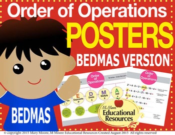 Preview of Order of Operations - BEDMAS - 2 MATH POSTERS - 24" x 36"