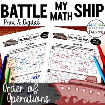Preview of Order of Operations Activity | Battle My Math Ship Game | Print and Digital