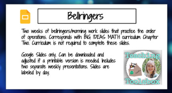 Preview of Order of Operations Bellringers/ Morning Work Slides (2 weeks)