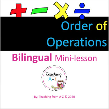 Preview of Order of Operations Bilingual Mini Lesson in English and Spanish for ELL