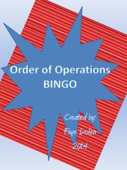 Preview of Order of Operations Bingo Game