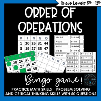 Preview of Order of Operations Bingo! Print + Digital Version