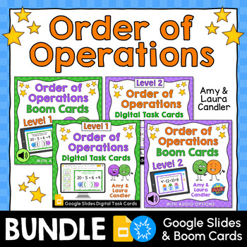 Preview of Order of Operations Boom Cards and Google Slides Bundle
