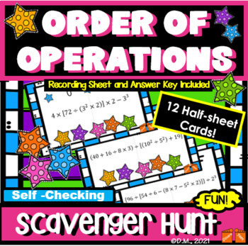Preview of Order of Operations -Brackets/ Parentheses, Exponents, Scavenger Activity x& dot