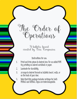 Preview of Order of Operations Bulletin Board Set