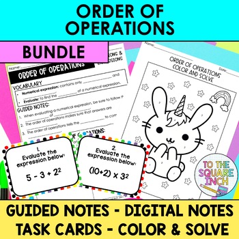 Preview of Order of Operations Notes & Activities | Digital Notes | Task Cards & More