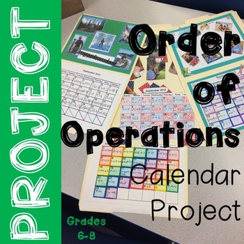 Preview of Order of Operations Project - Calendar Project