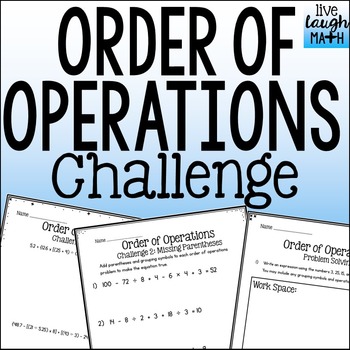 Preview of Order of Operations Challenge & Problem Solving