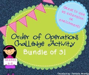 Preview of Order of Operations Challenge Task BUNDLE
