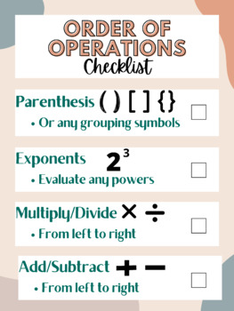 Preview of Order of Operations Checklist