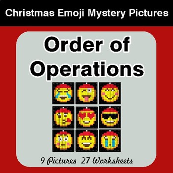 Order of Operations - Christmas EMOJI Color-By-Number Math Mystery Pictures