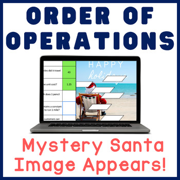 Preview of Order of Operations | Christmas Math Mystery Digital Activity | Self-checking