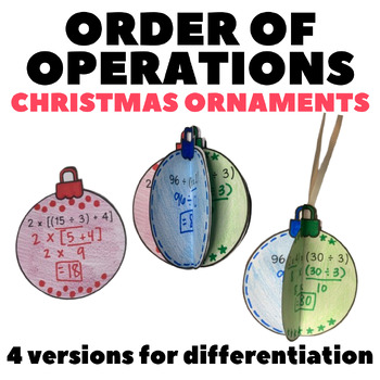 Preview of Order of Operations Christmas Ornaments Project - Differentiated Math Craft