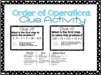 Preview of Order of Operations Clue Activity