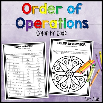 Preview of Order of Operations Color by Code