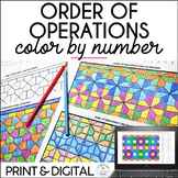 Order of Operations Color by Number 6th Grade Math Workshe