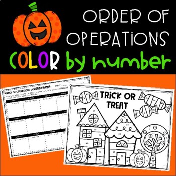 Preview of Order of Operations Halloween Activity Color by Number