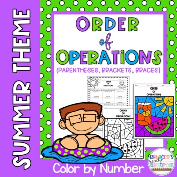 Preview of Order of Operations Color by Number Summer | End of the Year Theme