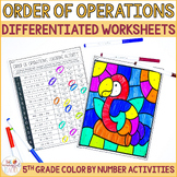 Order of Operations Color by Number Activities Worksheets 