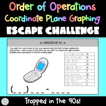 Preview of Order of Operations & Coordinate Plane Activity Escape Challenge Game