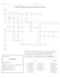Order of Operations Crossword Puzzle for Elementary Grades