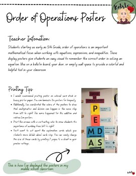 Preview of Order of Operations Customizable Posters (PEMDAS)