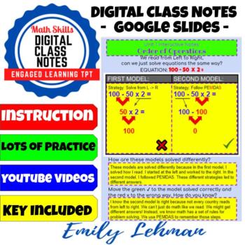 Preview of Order of Operations DIGITAL Class Notes - w/ Student Version & KEY plus 3 Videos