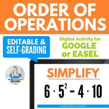 Preview of Order of Operations Activity for Google™ or Easel - Digital PEMDAS Practice