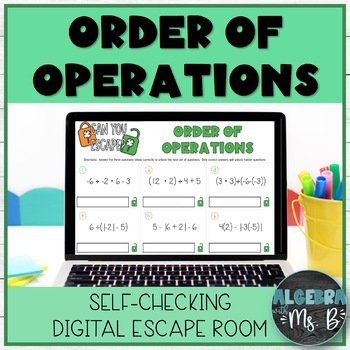 Preview of Order of Operations Digital Escape Room Activity