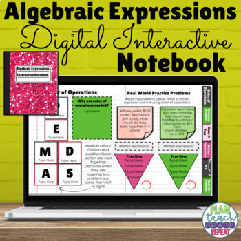 Preview of Order of Operations Digital Interactive Notebook - 5.OA.2 - Distance Learning
