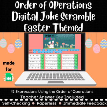 Preview of Order of Operations - Digital Joke Scramble Activity - Easter Themed