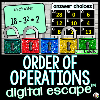 Preview of Order of Operations Digital Math Escape Room Activity