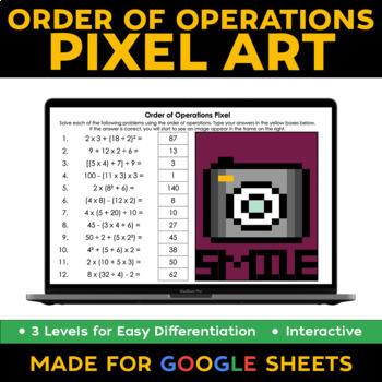Preview of Order of Operations Digital Pixel Art - 3 Levels for Easy Differentiation!