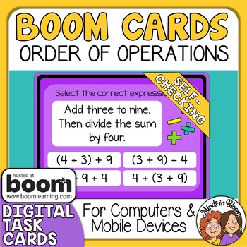 Preview of Order of Operations Digital Task Cards Boom Cards for Distance Learning