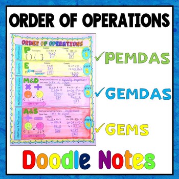 Preview of Order of Operations Doodle Notes w/ editable problems