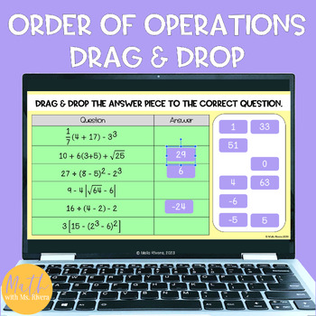 Preview of Order of Operations Drag & Drop Digital Activity for Pre-Algebra 8th Grade