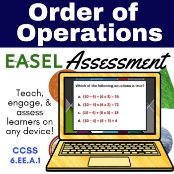 Preview of Order of Operations Easel Assessment - Digital PEMDAS Activity