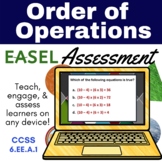 Order of Operations Easel Assessment - Digital PEMDAS Activity