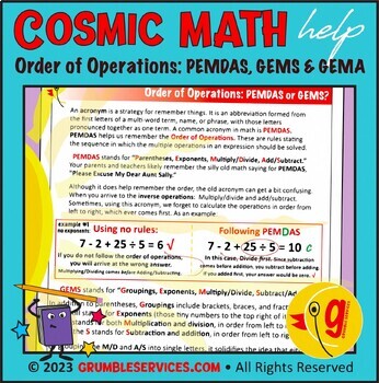 Preview of Order of Operations: PEMDAS, GEMS & GEMA - Pre-Algebra & Mental Math