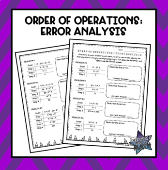 Preview of Order of Operations: Error Analysis Practice