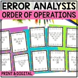 Order of Operations Error Analysis Task Cards Print and Di