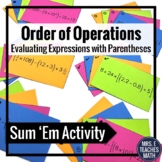 Order of Operations (Evaluating Expressions) Sum Em Activi