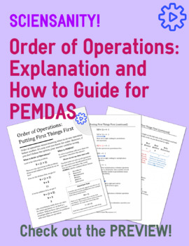 Preview of Order of Operations: Explanation and How to Guide for PEMDAS & Multiple Examples