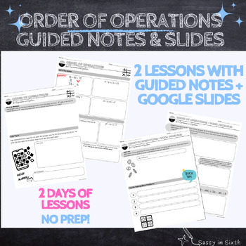 Preview of Order of Operations, Exponents, Google Slides + Guided Notes, 2 Days of Lessons