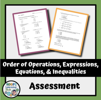 Preview of Order of Operations, Expressions, Equations, and Inequalities Assessment