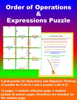 Preview of Order of Operations & Writing Equations/Expressions Puzzle