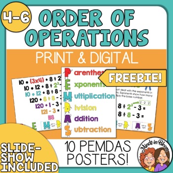 Preview of Order of Operations FREEBIE | Posters, Anchor Charts, & Student Reference Cards!