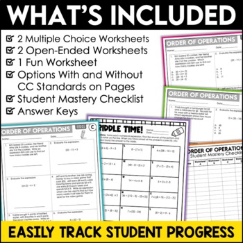 Order of Operations Worksheets by Shelly Rees | Teachers Pay Teachers