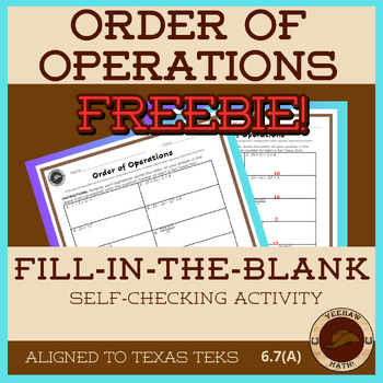 Preview of Order of Operations Fill-in-the-Blank Activity Freebie